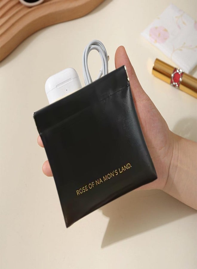 NORTIVIA Mini/Small Self Closing Coin Pouch (Set of 2) for Men & Women for Lipstick, Specs, Medicine (Black) - Image 3